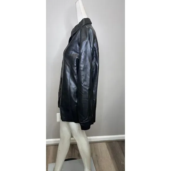AGOLDE Calla Vegan Leather Shirt in Shadow Size Extra Small $275